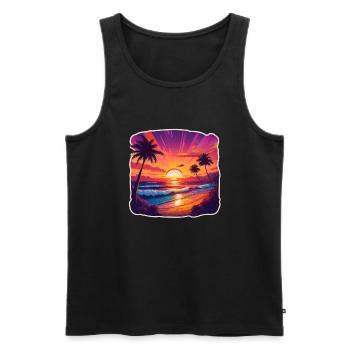 stunning sunset at the beach - Men's Premium Organic Tank Top - black - Front - Michal (187cm)