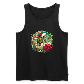 Christmas Turtle - Men's Premium Organic Tank Top - black - Front - AI Model Male 178 light (178cm)
