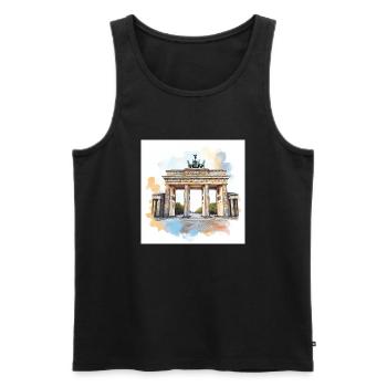 Brandenburger Tor in Farbe - Männer Premium Bio Tank Top - Schwarz - Vorne - Michal (187cm)