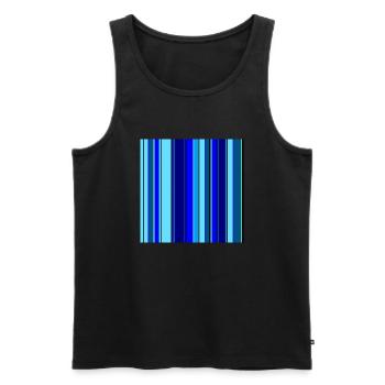 vertical stripes of various shades of blue - Men's Premium Organic Tank Top - black - Front - AI Model Male 178 light (178cm)