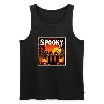 spooky Halloween pumpkins and lanterns - Men's Premium Organic Tank Top - black - Front - AI Model Male 178 light (178cm)