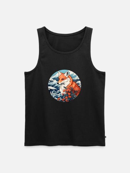 Fox wave Ukiyo-e Hokusai - Men's Premium Organic Tank Top - black