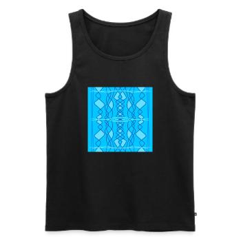 light blue and blue ornamental geometric design - Men's Premium Organic Tank Top - black - Front - AI Model Male 178 light (178cm)