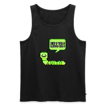 EY! YO! LETS GO! Pixel Raupe Retroshirt 90er 90s - Männer Premium Bio Tank Top - Schwarz - Vorne - Michal (187cm)