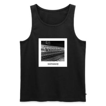 Wolfsburg Hauptbahnhof - Männer Premium Bio Tank Top - Schwarz - Vorne - Michal (187cm)