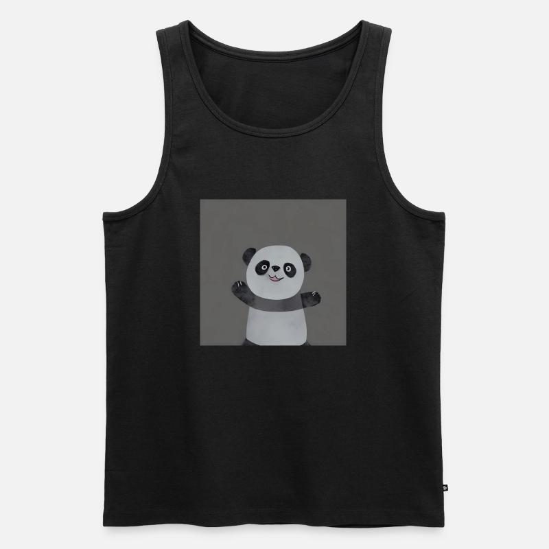 happy Panda - Männer Premium Bio Tank Top - Schwarz