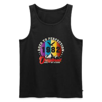 Perfection 1982 -42nd Anniversary,Original - Men's Premium Organic Tank Top - black - Front - Michal (187cm)