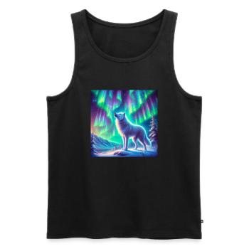 Wolf Aurora Borealis - Männer Premium Bio Tank Top - Schwarz - Vorne - AI Model Male 178 light (178cm)