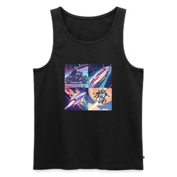 Zunkunft im Weltall - Männer Premium Bio Tank Top - Schwarz - Vorne - AI Model Male 178 light (178cm)