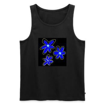 Drei blaue Blumen - Männer Premium Bio Tank Top - Schwarz - Vorne - AI Model Male 178 light (178cm)
