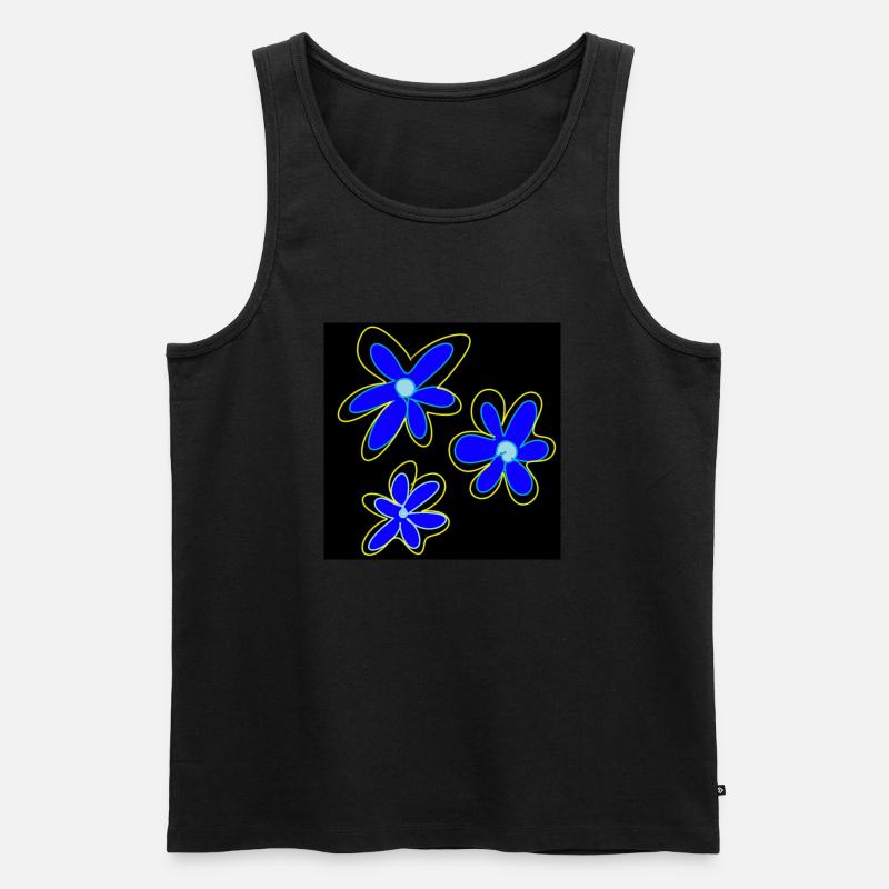 Drei blaue Blumen - Männer Premium Bio Tank Top - Schwarz