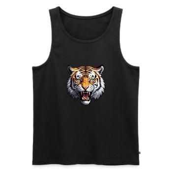Tiger roaring in fury - Men's Premium Organic Tank Top - black - Front - AI Model Male 178 light (178cm)