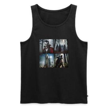 Spooky Halloween - Men's Premium Organic Tank Top - black - Front - Michal (187cm)