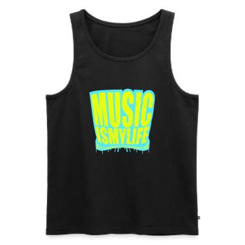 La musique est ma vie Musique La vie Amour Dire Graffiti - Débardeur bio Premium Homme - noir - Devant - Michal (187cm)
