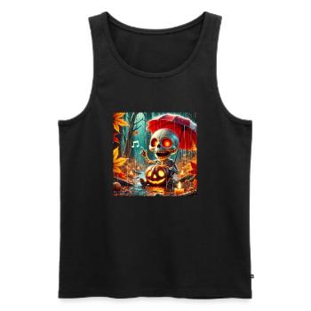 Niedliches Skelett mit roten Augen spielt Geige - Männer Premium Bio Tank Top - Schwarz - Vorne - AI Model Male 178 light (178cm)