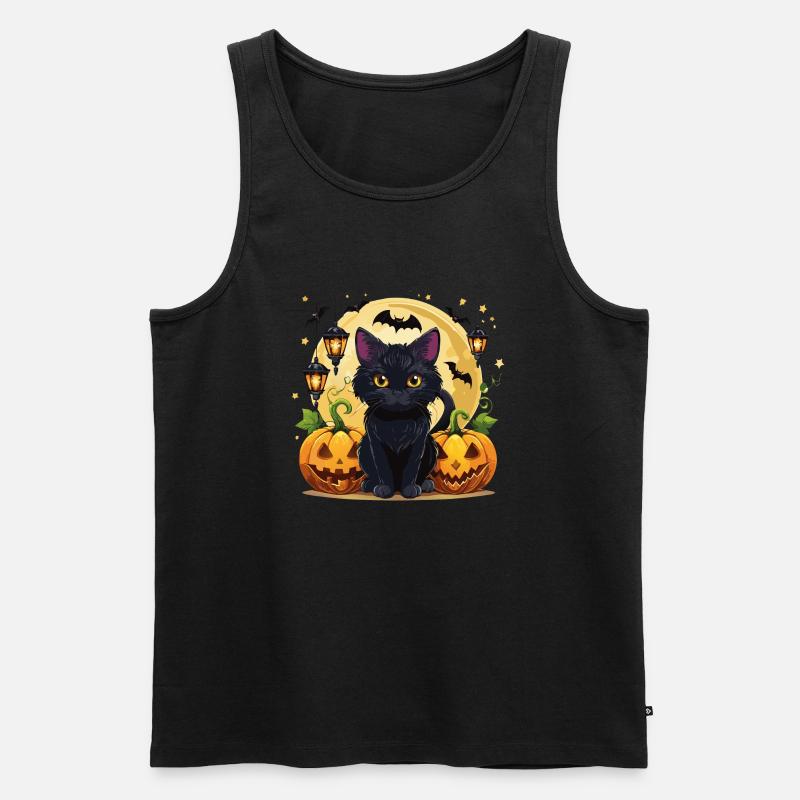Halloween-Katze - Männer Premium Bio Tank Top - Schwarz