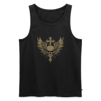 Crâne gothique Grunge Croix - Débardeur bio Premium Homme - noir - Devant - AI Model Male 178 light (178cm)