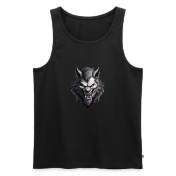 Wild angry werewolf motivational sport - Männer Premium Bio Tank Top - Schwarz - Vorne - AI Model Male 178 light (178cm)