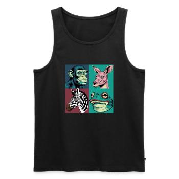 Pop-art Tiere Affe Zebra Frosch Känguru Halloween - Männer Premium Bio Tank Top - Schwarz - Vorne - Michal (187cm)