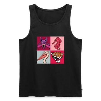 Pop Art Seahorse Pelican Bat Leopard - Men's Premium Organic Tank Top - black - Front - Michal (187cm)