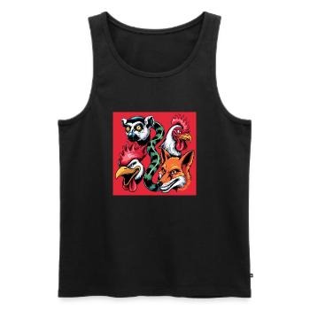 Pop-art Fuchs Hahn Lemur Schlange Smile - Männer Premium Bio Tank Top - Schwarz - Vorne - Michal (187cm)