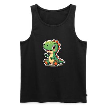DINOSAURIER - Männer Premium Bio Tank Top - Schwarz - Vorne - Michal (187cm)