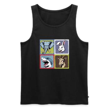 Popart Elefant Hase Hai Ziegenbock Smile Horror - Männer Premium Bio Tank Top - Schwarz - Vorne - AI Model Male 178 light (178cm)