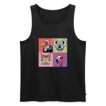 Pop-art Koala Luchs Geier Flamingo bunt Smile - Männer Premium Bio Tank Top - Schwarz - Vorne - Michal (187cm)