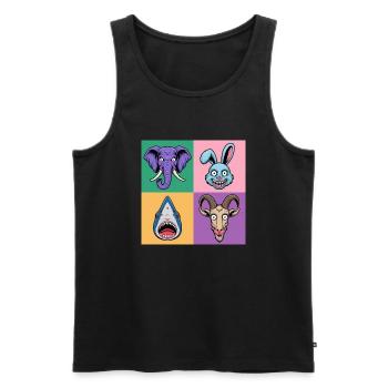 Popart Colorful Elephant Bunny Shark Goat - Men's Premium Organic Tank Top - black - Front - Michal (187cm)