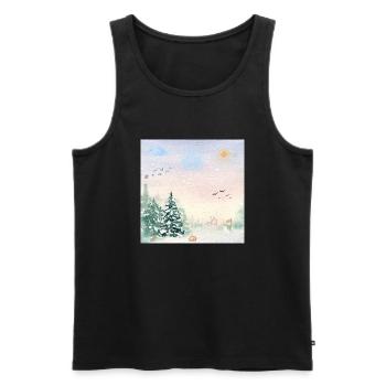 Winter Wonderland Snowy Landscape - Men's Premium Organic Tank Top - black - Front - AI Model Male 178 light (178cm)