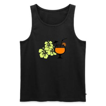 Hawaiian Hibiscus Cocktail - Men's Premium Organic Tank Top - black - Front - AI Model Male 178 light (178cm)