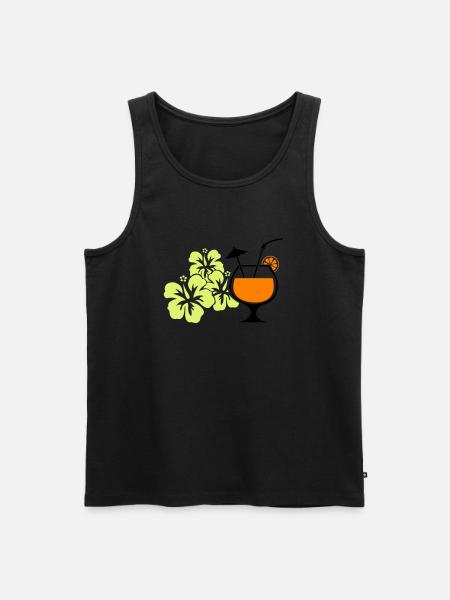 Hawaiian Hibiscus Cocktail - Men's Premium Organic Tank Top - black