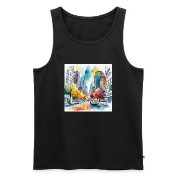 Colourful Autumn City Street - Men's Premium Organic Tank Top - black - Front - Michal (187cm)