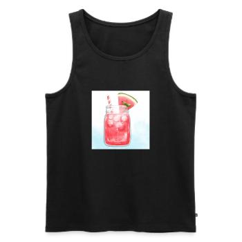 Refreshing Watermelon Cocktail Art - Men's Premium Organic Tank Top - black - Front - Michal (187cm)