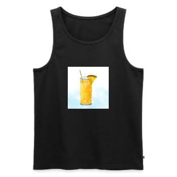 Tropical Pineapple Drink - Watercolour Summer Art - Men's Premium Organic Tank Top - black - Front - Michal (187cm)