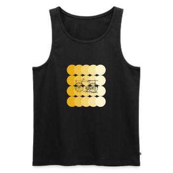 Vintage Bicycle and Yellow Circles Art - Men's Premium Organic Tank Top - black - Front - AI Model Male 178 light (178cm)