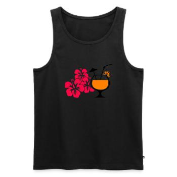 Boisson cocktail à l’hibiscus d’Hawaï - Débardeur bio Premium Homme - noir - Devant - AI Model Male 178 light (178cm)
