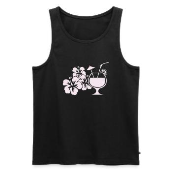 Boisson cocktail à l’hibiscus d’Hawaï - Débardeur bio Premium Homme - noir - Devant - AI Model Male 178 light (178cm)