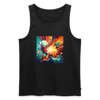 Abstract Colourful Splash with Explosive Design - Men's Premium Organic Tank Top - black - Front - Michal (187cm)