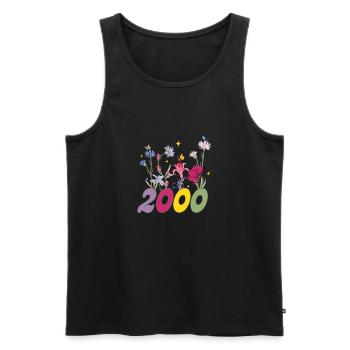 Année de naissance 2000 fleurs sauvages - Débardeur bio Premium Homme - noir - Devant - AI Model Male 178 light (178cm)