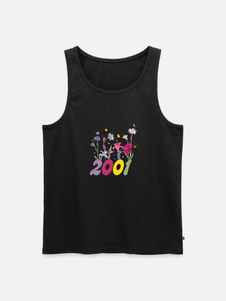 Year of birth 2001 wildflowers - Men's Premium Organic Tank Top - black