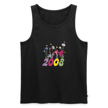 Year of birth 2008 wildflowers - Men's Premium Organic Tank Top - black - Front - AI Model Male 178 light (178cm)