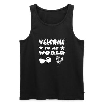 Party - Men's Premium Organic Tank Top - black - Front - AI Model Male 178 light (178cm)