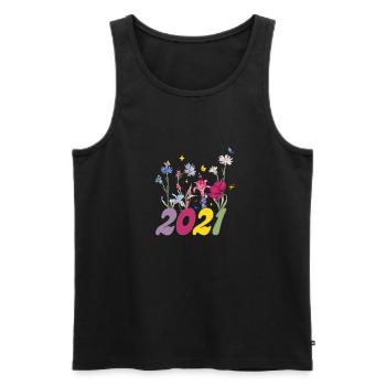 Year of birth 2021 wildflowers - Men's Premium Organic Tank Top - black - Front - AI Model Male 178 light (178cm)