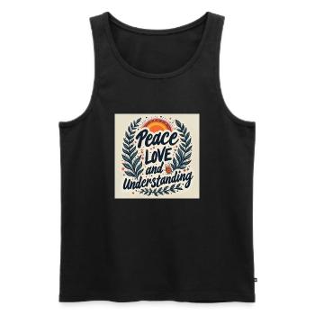 Peace, Love and Understanding - Men's Premium Organic Tank Top - black - Front - Michal (187cm)