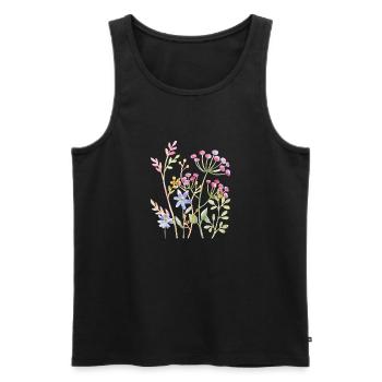 Delicate Watercolour Floral Art - Men's Premium Organic Tank Top - black - Front - Michal (187cm)
