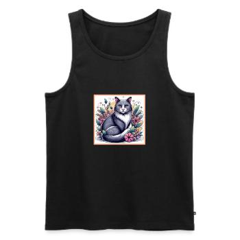 Domestic Cat Gifts - Men's Premium Organic Tank Top - black - Front - Michal (187cm)