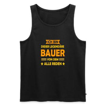 Ich bin dieser legendäre Bauer von dem alle reden - Männer Premium Bio Tank Top - Schwarz - Vorne - Michal (187cm)