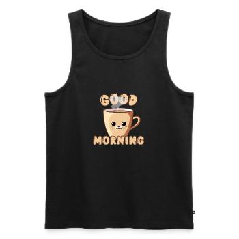 Good Morning Cute Cat Cup - Männer Premium Bio Tank Top - Schwarz - Vorne - Michal (187cm)