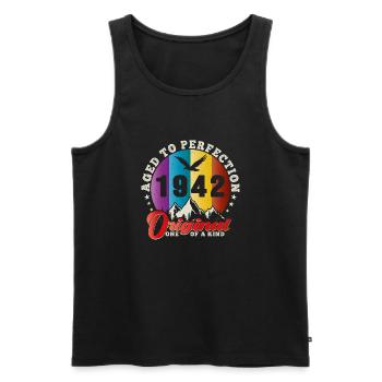 Perfektion 1942 - 82. Jubiläum, Original - Männer Premium Bio Tank Top - Schwarz - Vorne - Michal (187cm)